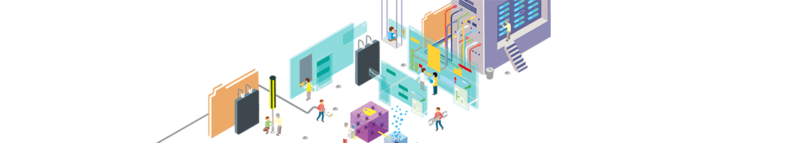 Ilustración vectorial a manera de banner del programa de Ingeniería de Sistemas de la Universidad de Ibague