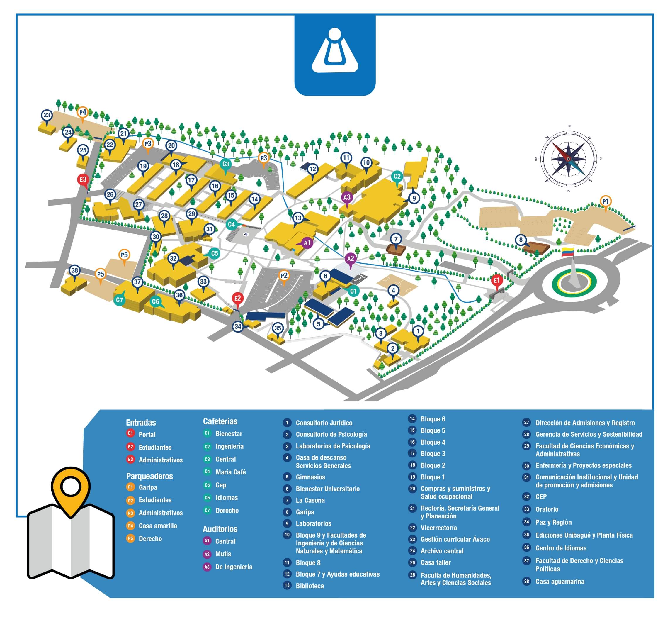 Imagen a manera de mapa para geolocalización en la Universidad de Ibagué